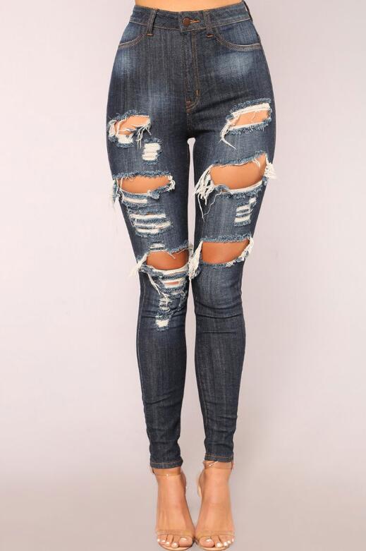 SZ60213 destroyed skinny jeans for women